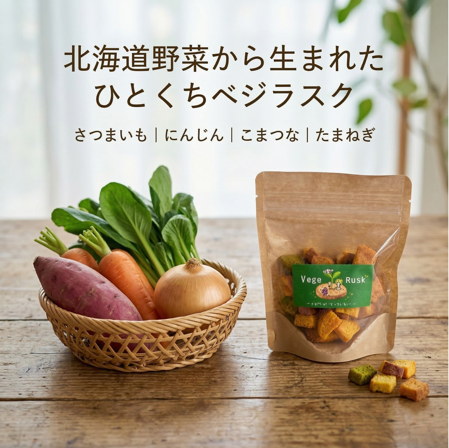 【送料込】北海道野菜のひとくちベジラスクセット
Vege Rusk 〜a gift of もったいない〜